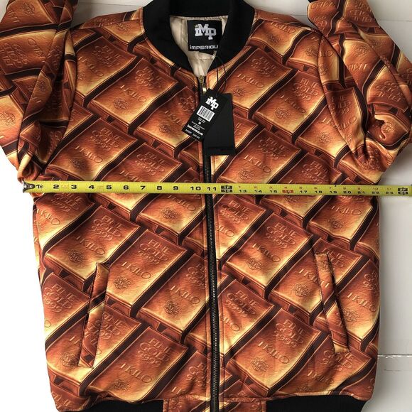 Imperious Men’s Bomber Gold Bar Jacket Size Medium NWT - Picture 4 of 13